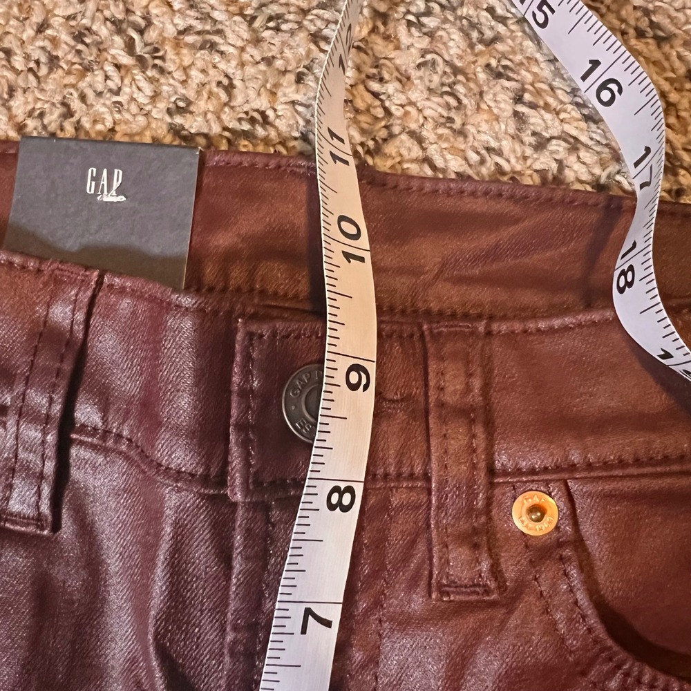 GAP‎ Vintage Slim Mid Rise Coated Jeans Burgundy Red Size 25 - Picture 5 of 7